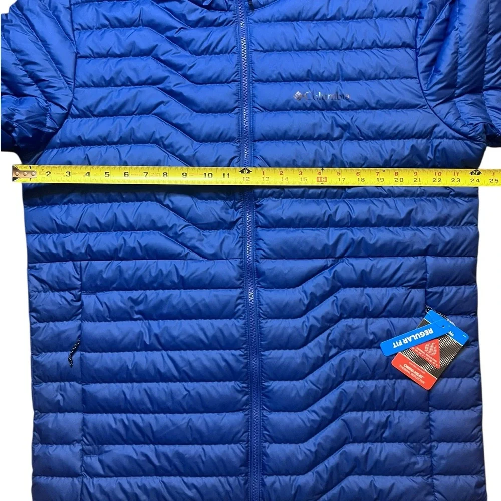 Columbia Men's Large Woodrose Crest Omni-Heat Down Jacket Zipper Pockets Blue